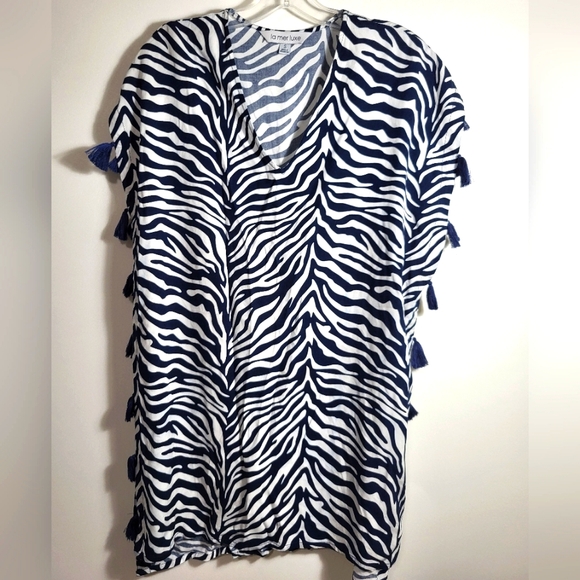 La Mer Luxe Other - la mer luxe navy blue & white zebra print cover up  women's S  #2299